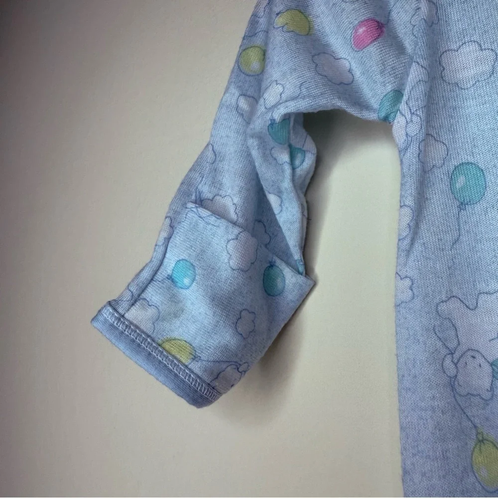 VTG BRIGHT FUTURE Pastel Clouds Balloons and Teddy Bears Print Sleeper Gown